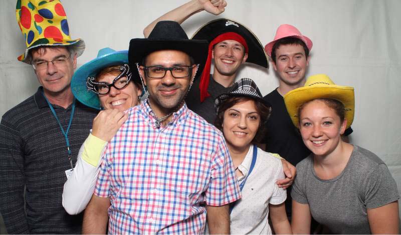 Fun photo of 7 people with photo props