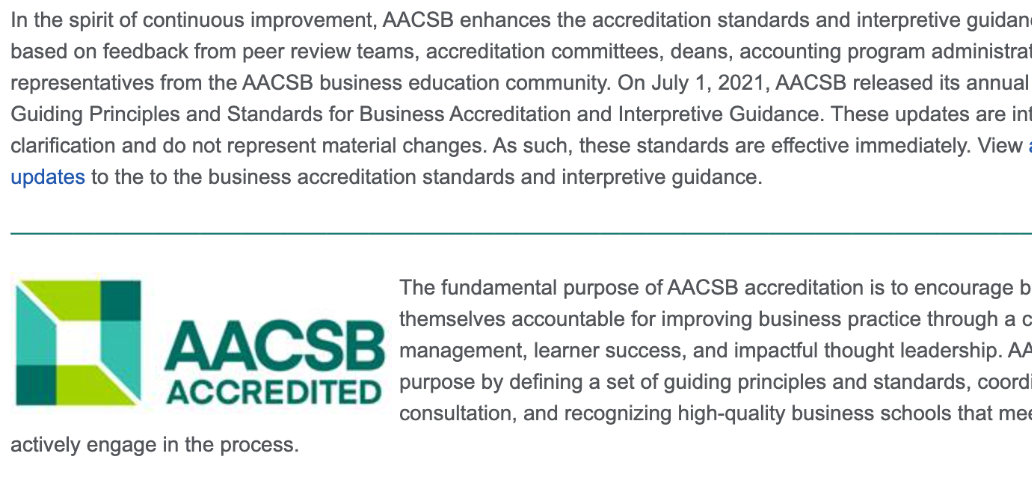 Proposed 2020 Business Accreditation Standards