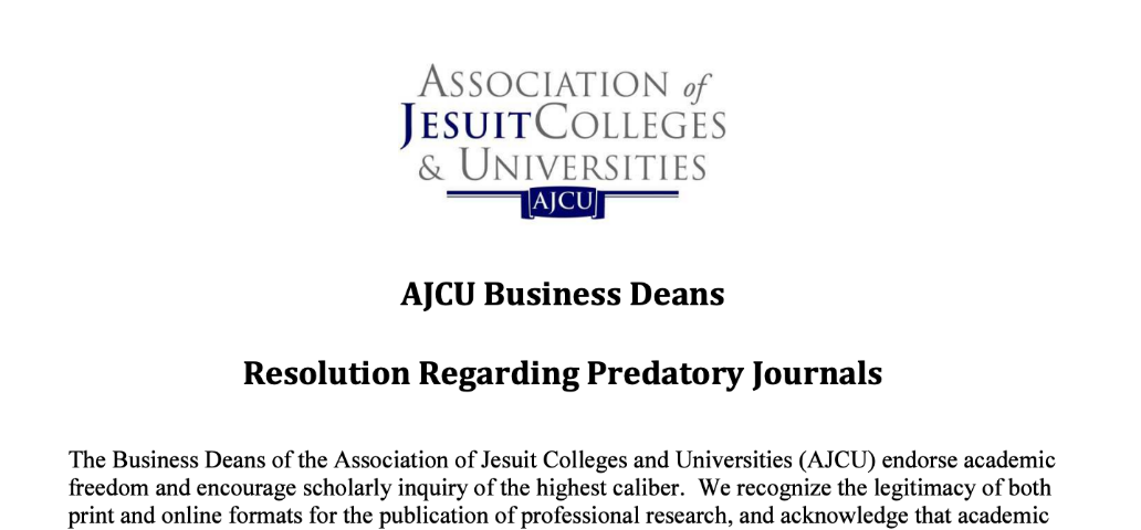 Resolution Regarding Predatory Journals