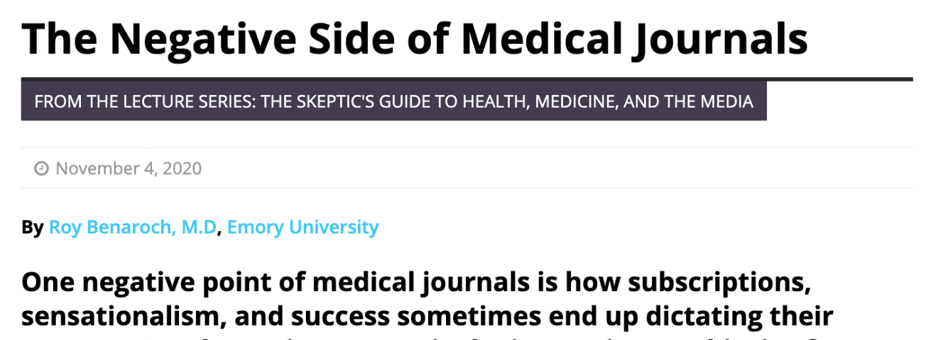 The Negative Side of Medical Journals