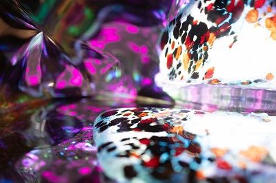 Artwork made of coloured glass and mirrors