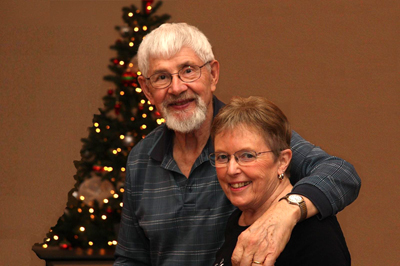 two people with glasses