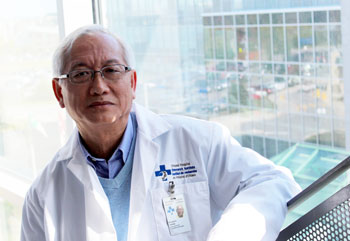 a person in a white lab coat